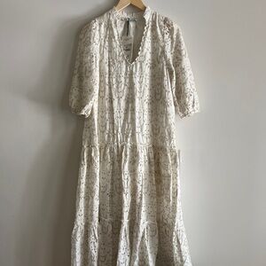 NWT Zara dress ivory embroidered cutwork Madeline dress size M
